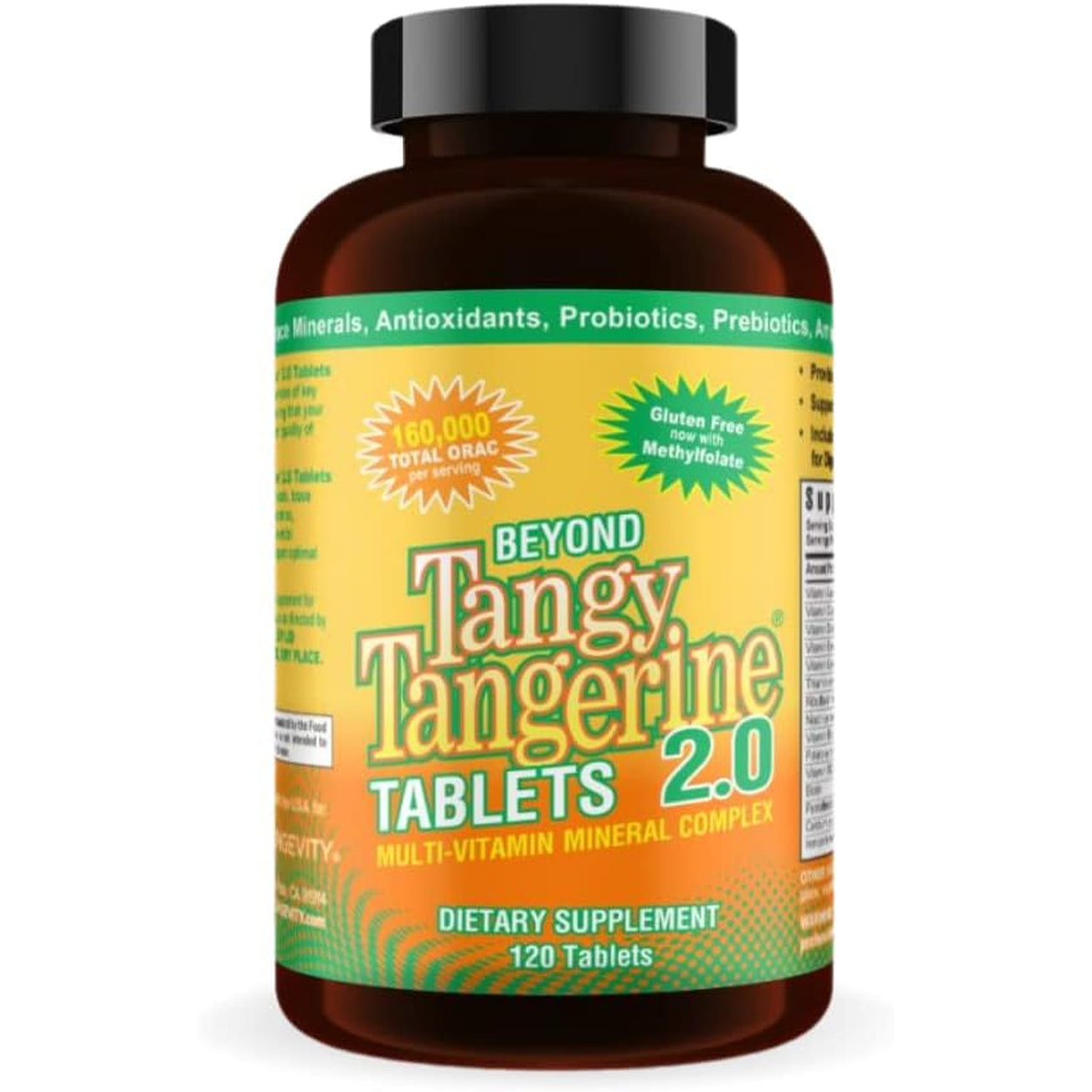 Youngevity beyond Tangy Tangerine 2.0 Multi-Vitamin & Mineral Complex - Made with Natural & Whole Foods | 160,000 ORAC | 120 Tablets | 1 Bottle