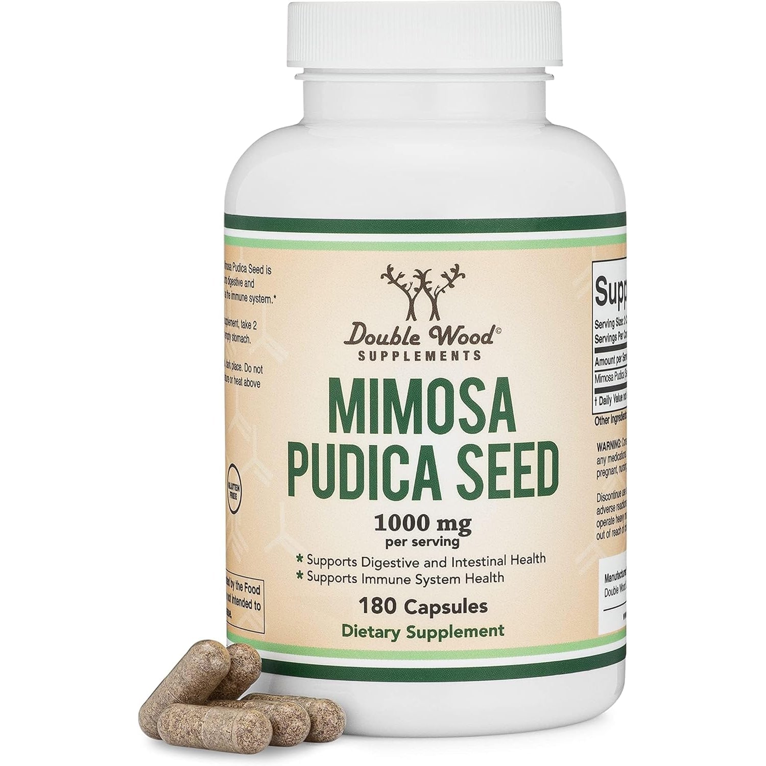 Mimosa Pudica Seed Capsules (180 Capsules, 3 Month Supply) 1000Mg, for Digestive Support, by Double Wood
