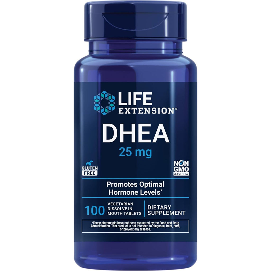 Life Extension DHEA 25 Mg – Hormone Balance Supplement, Memory, Muscle Health, Bone Health, Men’S Health, Women’S Health, Gluten-Free, Non-Gmo, Vegetarian, 100 Dissolve-In-Mouth Tablets