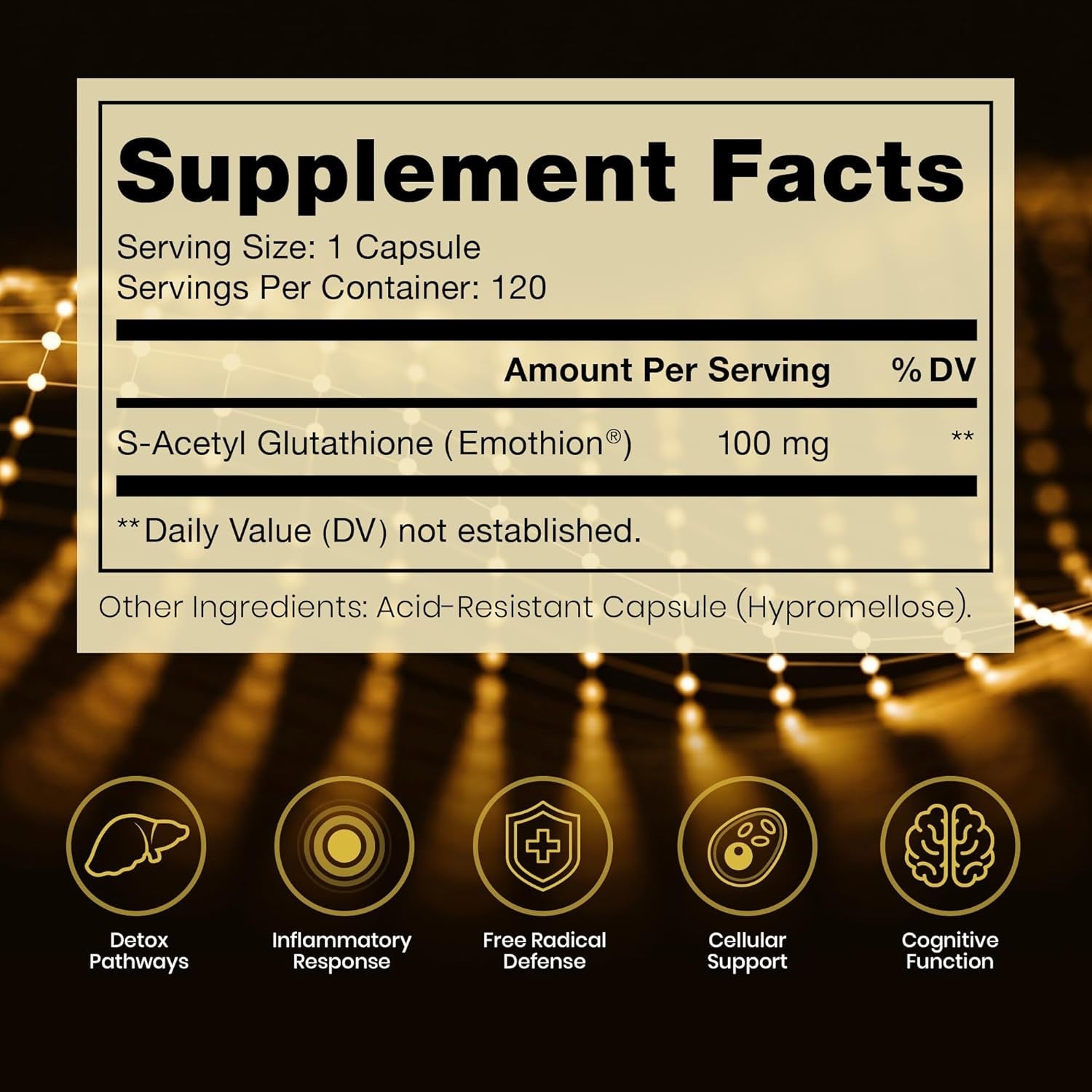 Pure Therapro Rx S-Acetyl Glutathione Gold 100Mg, Made in USA - 4 Month Supply | Acid Resistant Capsules | Patented Acetylated Form of Glutathione | Zero Fillers, Pharmaceutical Grade, Non GMO