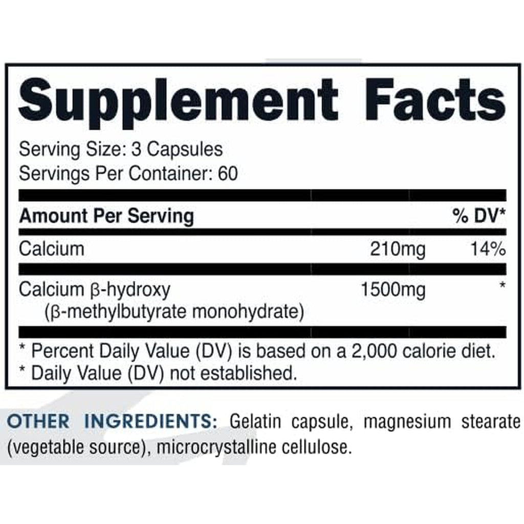 Bucked up HMB (Beta-Hydroxy Beta-Methylbutyrate) 1500Mg per Serving, Essentials (60 Servings, 180 Capsules)
