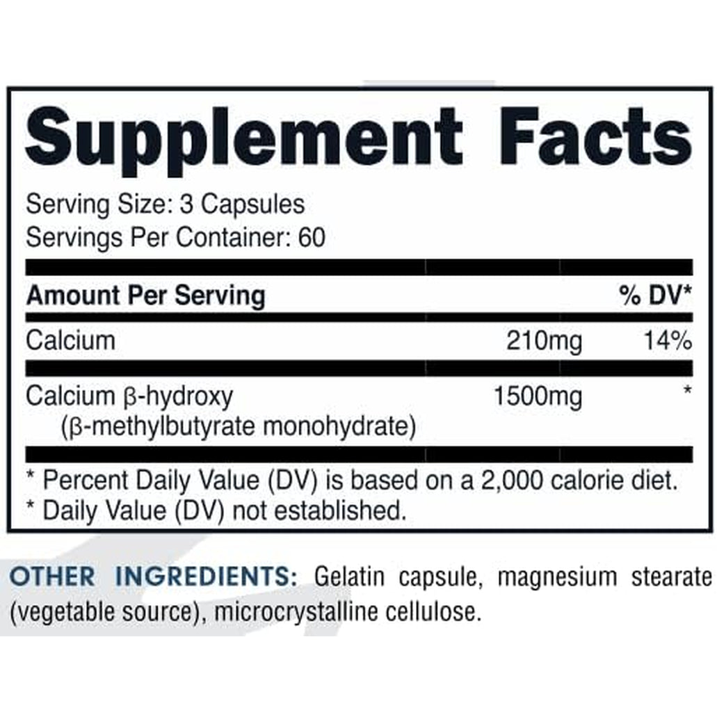 Bucked up HMB (Beta-Hydroxy Beta-Methylbutyrate) 1500Mg per Serving, Essentials (60 Servings, 180 Capsules)