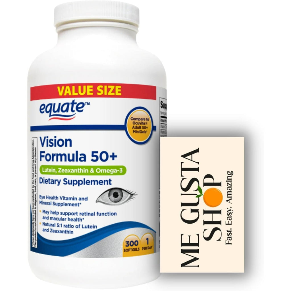Equate Vision Formula 50+ Softgel Dietary Supplement, 300 Count + Me Gusta Sticker