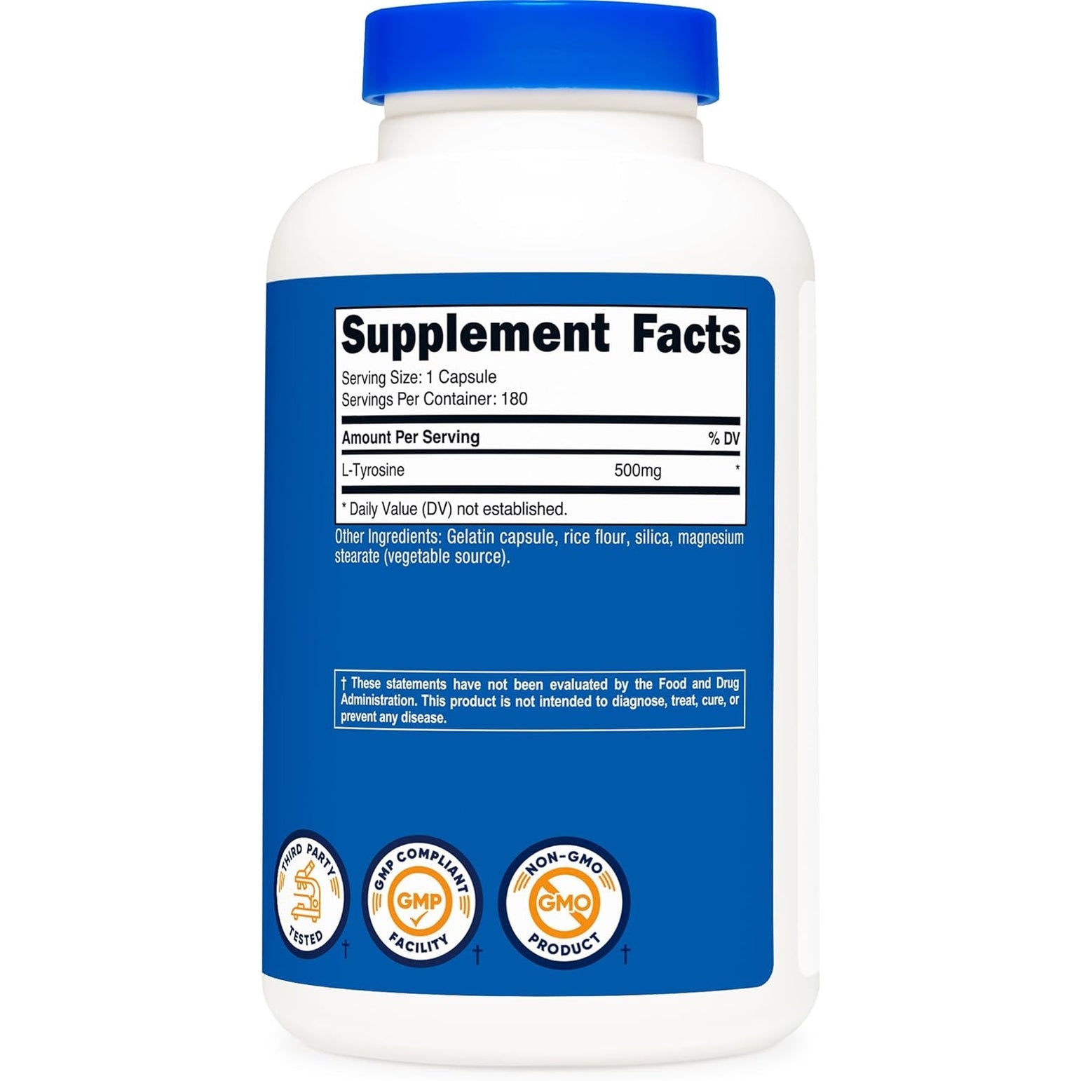 Nutricost L-Tyrosine 500Mg, 180 Capsules - Gluten Free & Non-Gmo