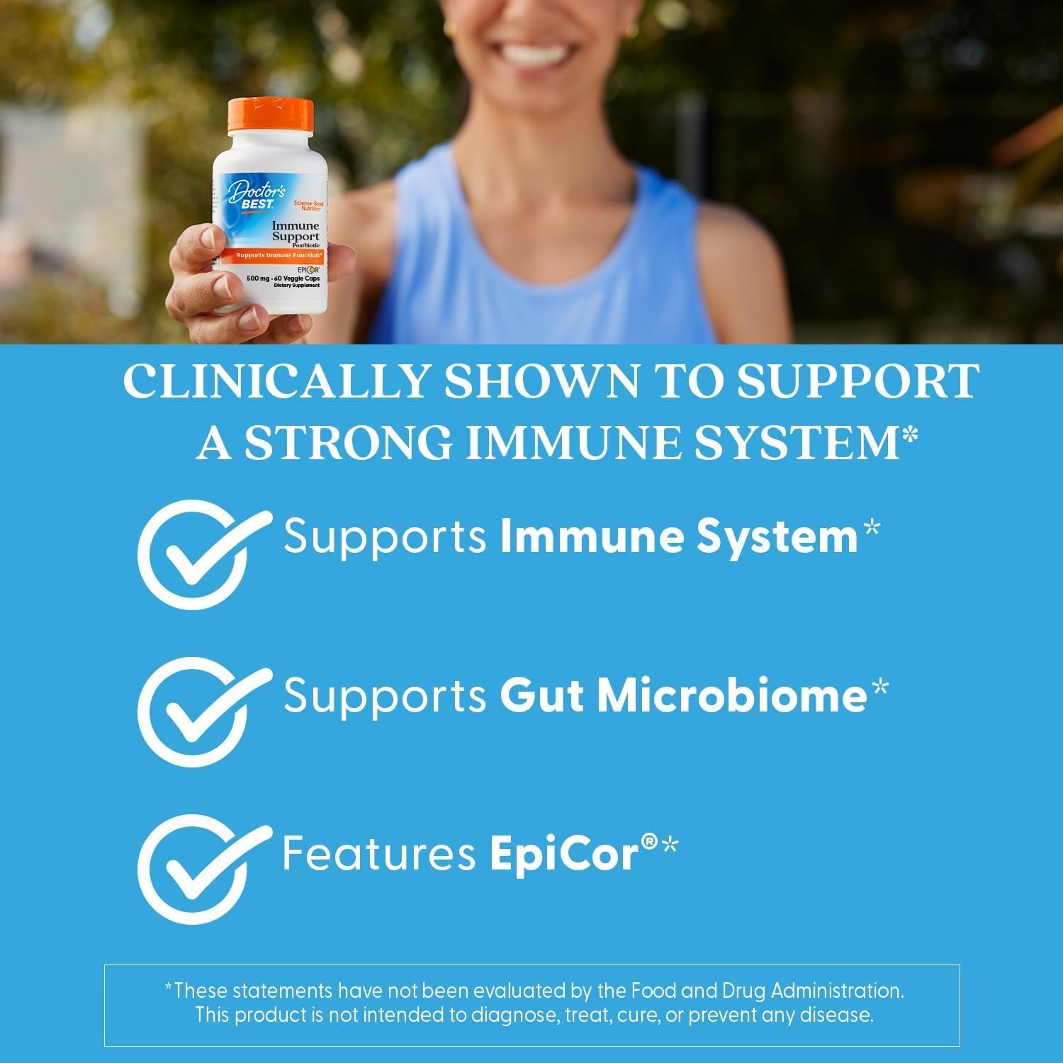 Doctors Best Epicor Immune Support Postbiotic Supplement - 500 Mg Dried Yeast Fermentate per Capsule, Immune & Gut Health Support for Men & Women, Non-Gmo, Gluten Free, Vegan - 60 Veg Caps