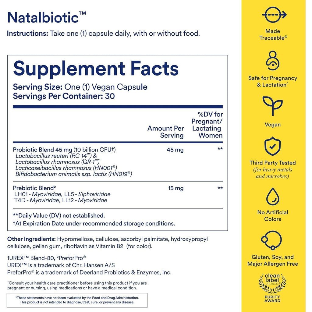 Ritual Prenatal Probiotics for Women - Support Microbiome, Gut, Digestive, Vaginal, and Baby’S Immune Health** - Natalbiotic for TTC, Pregnancy, Postpartum - Vegan - Citrus - 30 Capsules - 30 Servings