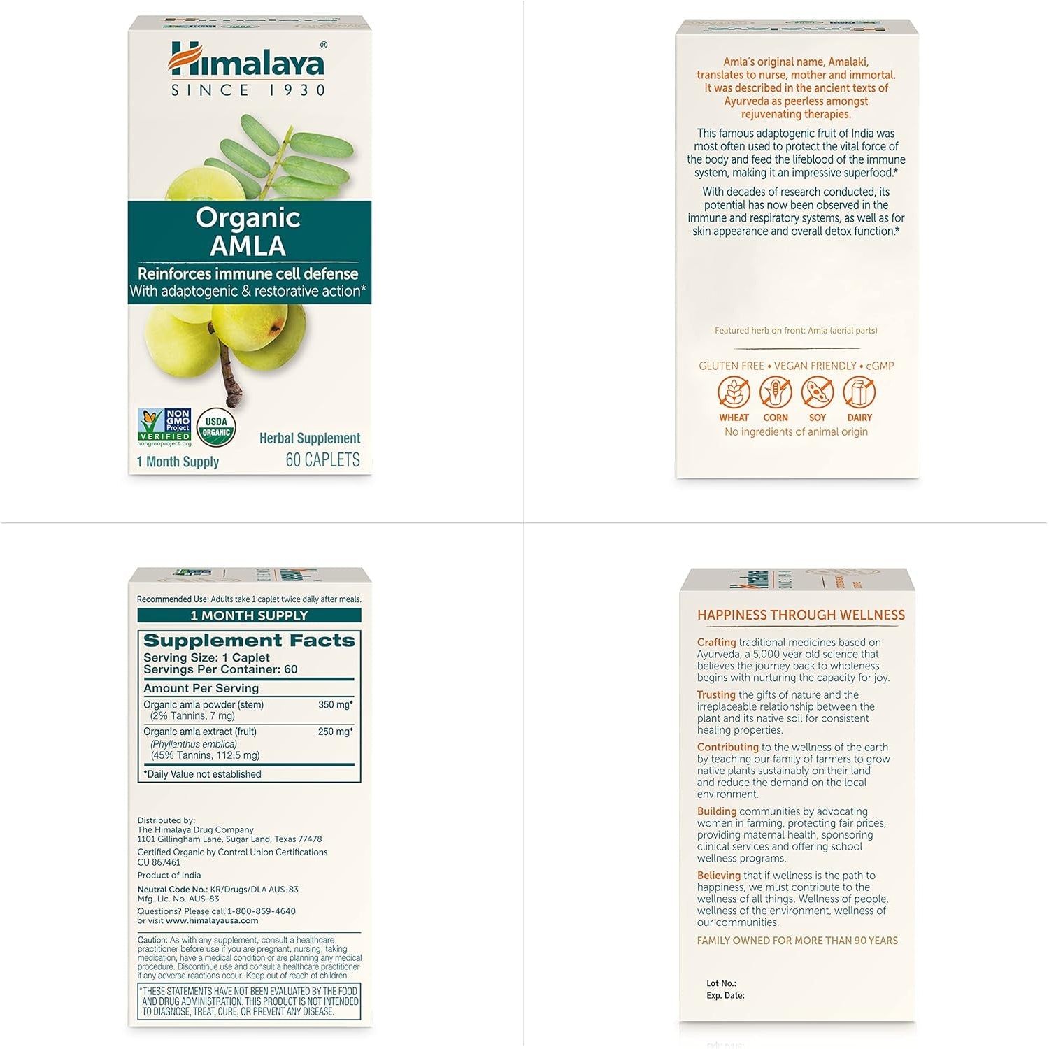 Himalaya Organic Amla - Herbal Immune Support Supplement with Adaptogen and Antioxidant - USDA Organic, Vegan, Non-Gmo, Gluten Free, 600 Mg, 60 Caplets