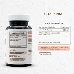 Secrets of the Tribe Chaparral 60 Capsules, 1000 Mg, Chaparral (Larrea Tridentata) Dried Leaf and Flower (60 Capsules)