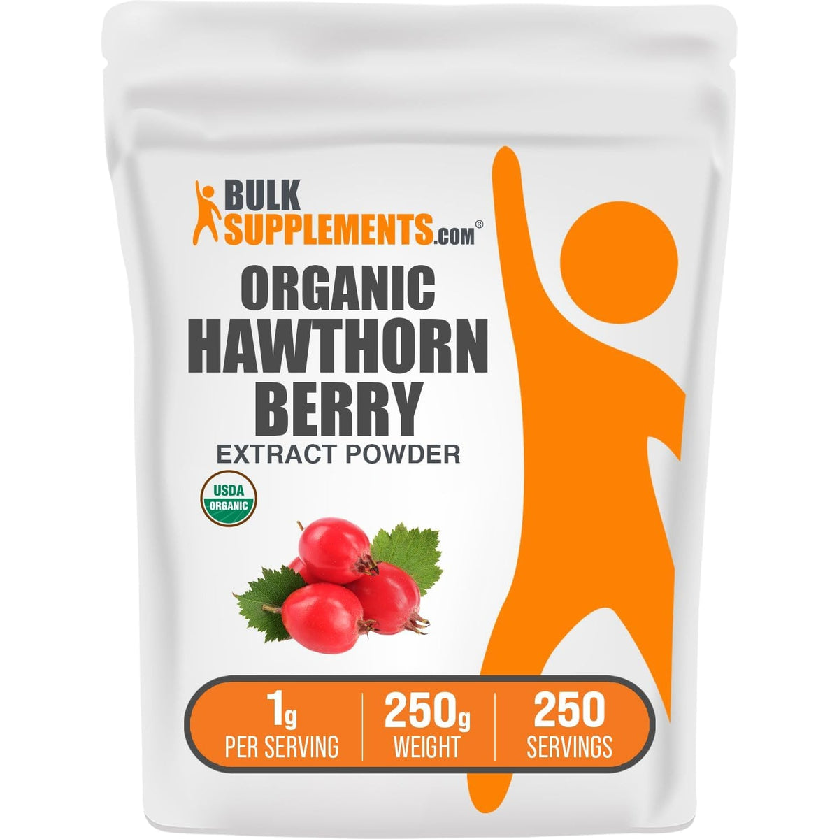 Bulksupplements.Com Organic Hawthorn Berry Extract Powder - Hawthorn Berry Supplement - Herbal & Gluten Free, 1G per Serving, 250G (8.8 Oz) (Pack of 1)