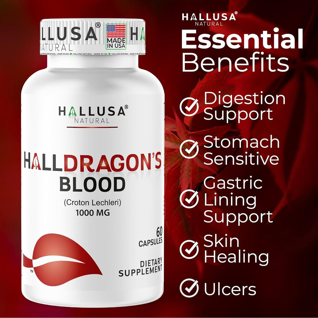 Dragon’S Blood Capsules 1000Mg, Croton Lechleri Extract (Sangre De Drago, Sangre De Grado) Natural Digestion Support, Skin Healing, Ulcers, Stomach Sensitivity, Scarring, Antioxidant Support, 60 Count