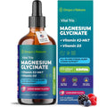 Magnesium Glycinate, Vitamin K2 & D3 Supplement – Vegan, Gmo-Free – VIT D MK7 K2 Vitamin Supplement & Magnesium Blend – with Nutrients for Bone, Sleep & Daily Relaxation Support (Mixed Berry, 60 Ml)