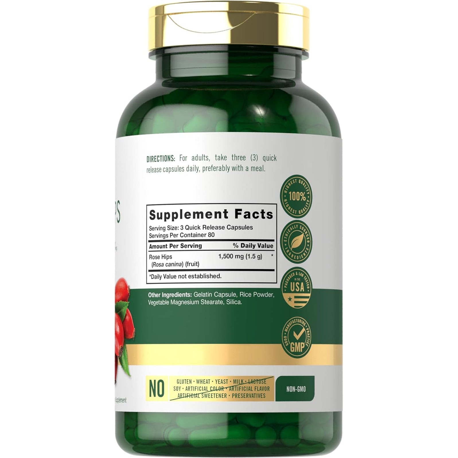 Carlyle Rose Hips | 1500Mg | 240 Quick Release Capsules | Non-Gmo and Gluten Free Herbal Supplement