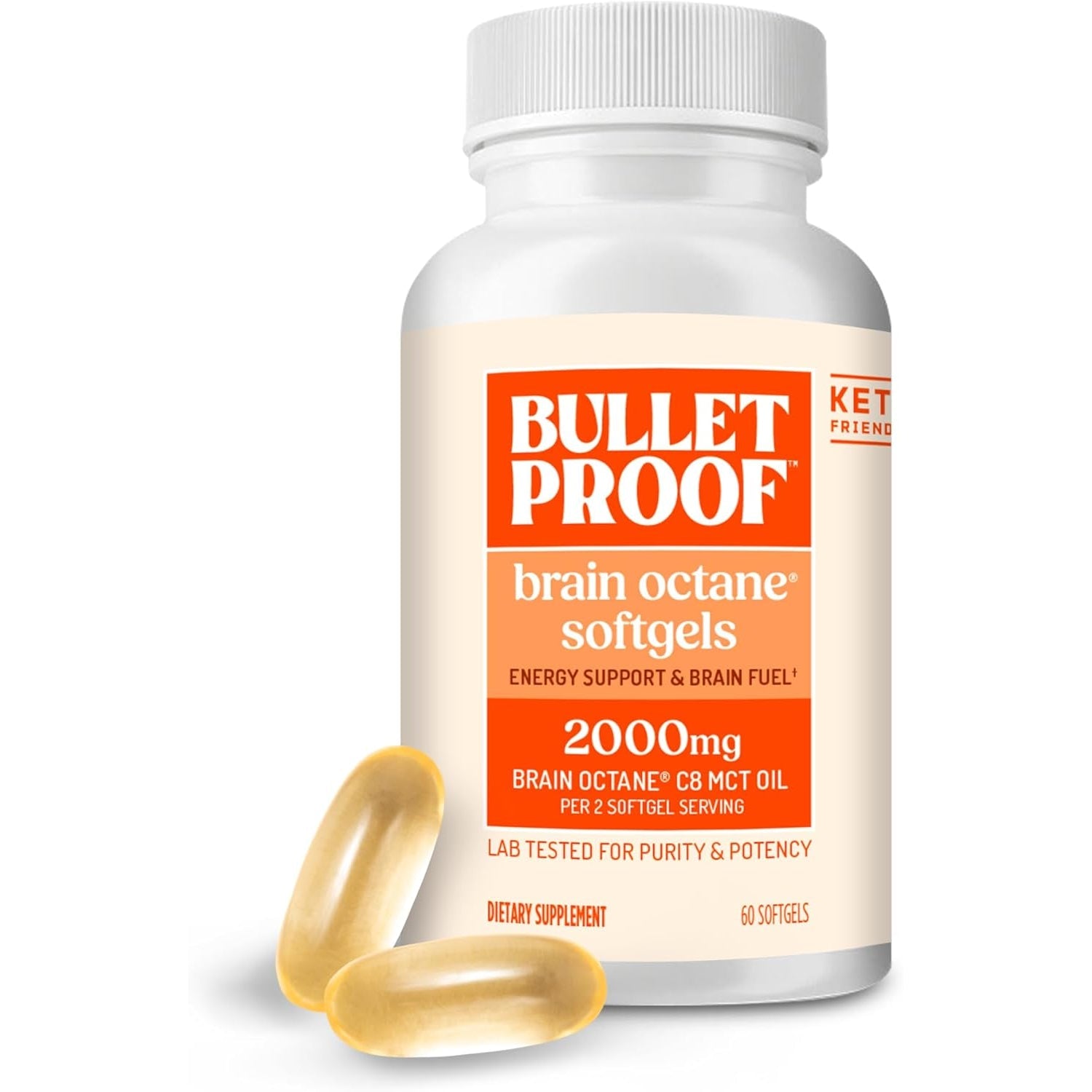 Bulletproof Brain Octane Softgels, 60 Count, Pure C8 MCT Oil for Sustained Energy