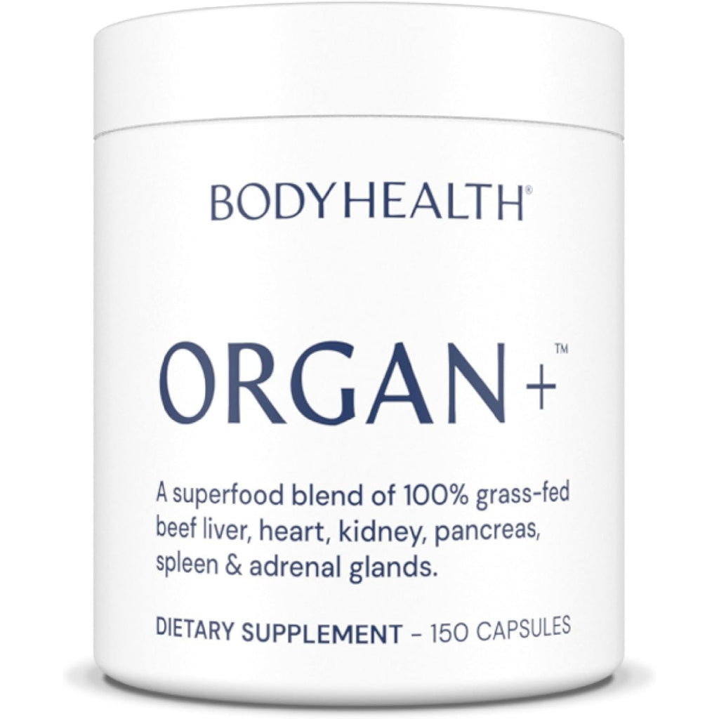 Bodyhealth Organ+ Grass-Fed Glandular Organ Complex, Grassfed Beef Organ Supplement, Dessicated Beef Liver, Heart, Kidney, Pancreas, Spleen, Non GMO, Adrenal, Supplement, (150 Capsules)