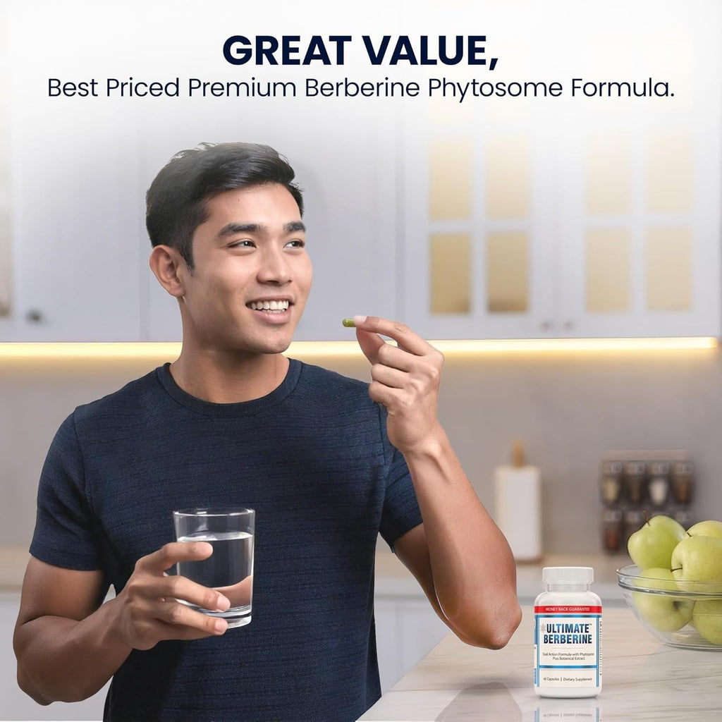 Ultimate Berberine Phytosome for Optimal Metabolic Health after 40, 9.6X Absorption Dual Action Formula for Appetite & Gut Health, Immunity & Cholesterol Support, Clinical Dose & Third Party Tested