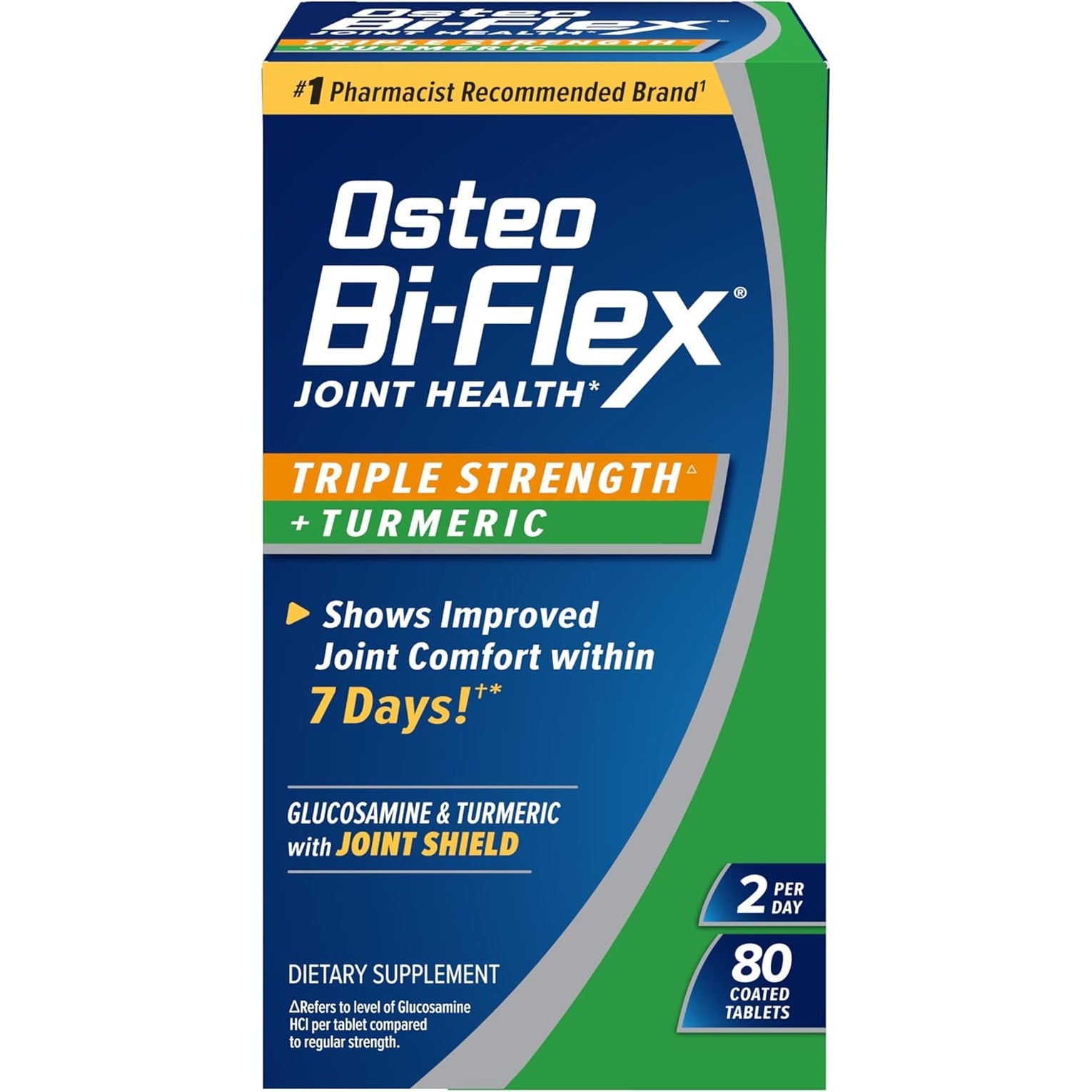 Osteo Bi-Flex Triple Strength Glucosamine Supplement with Turmeric Extract, Improve Joint Function, Antioxidant Power, 80 Coated Tablets