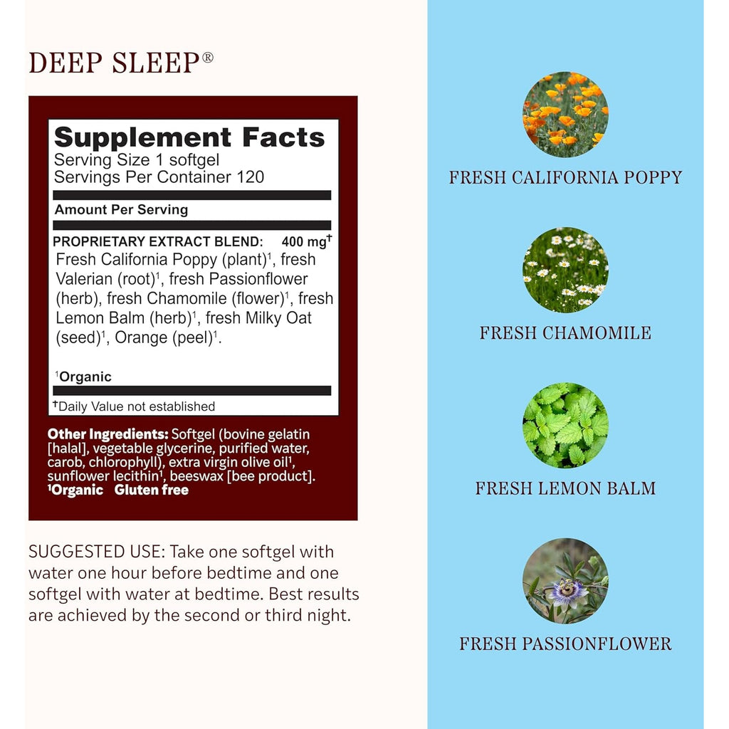 Herbs Etc. Deep Sleep Softgels - Holistic Rest Supplement for Restful Sleep - Chamomile, Lemon Balm Extract & Passionflower - Melatonin-Free, Gluten-Free - 120 Count (120 Servings)