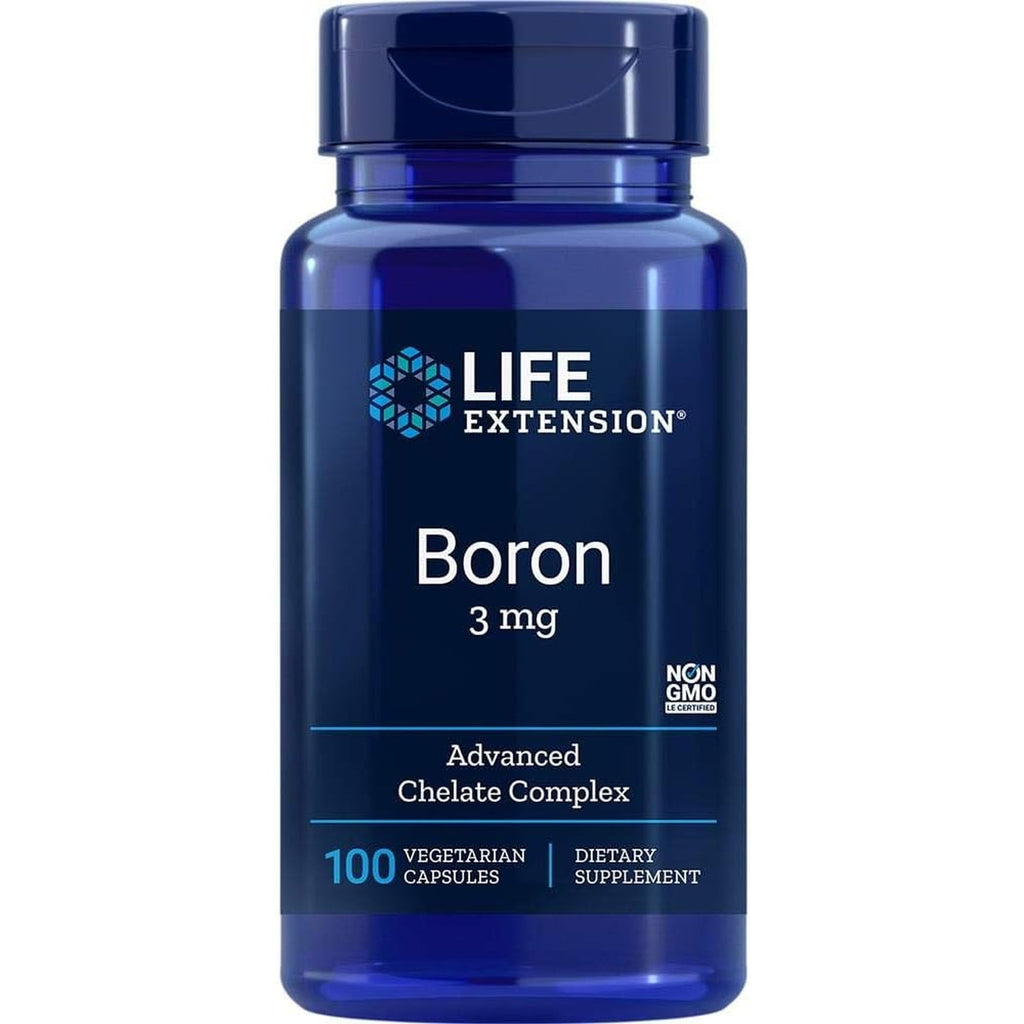 Life Extension Boron 3 Mg, Vitamin B2, Supports Healthy Bones, Optimal Bone Metabolism, Immune Function, Nervous System Health, Gluten Free, Non-Gmo, Vegetarian, 100 Capsules
