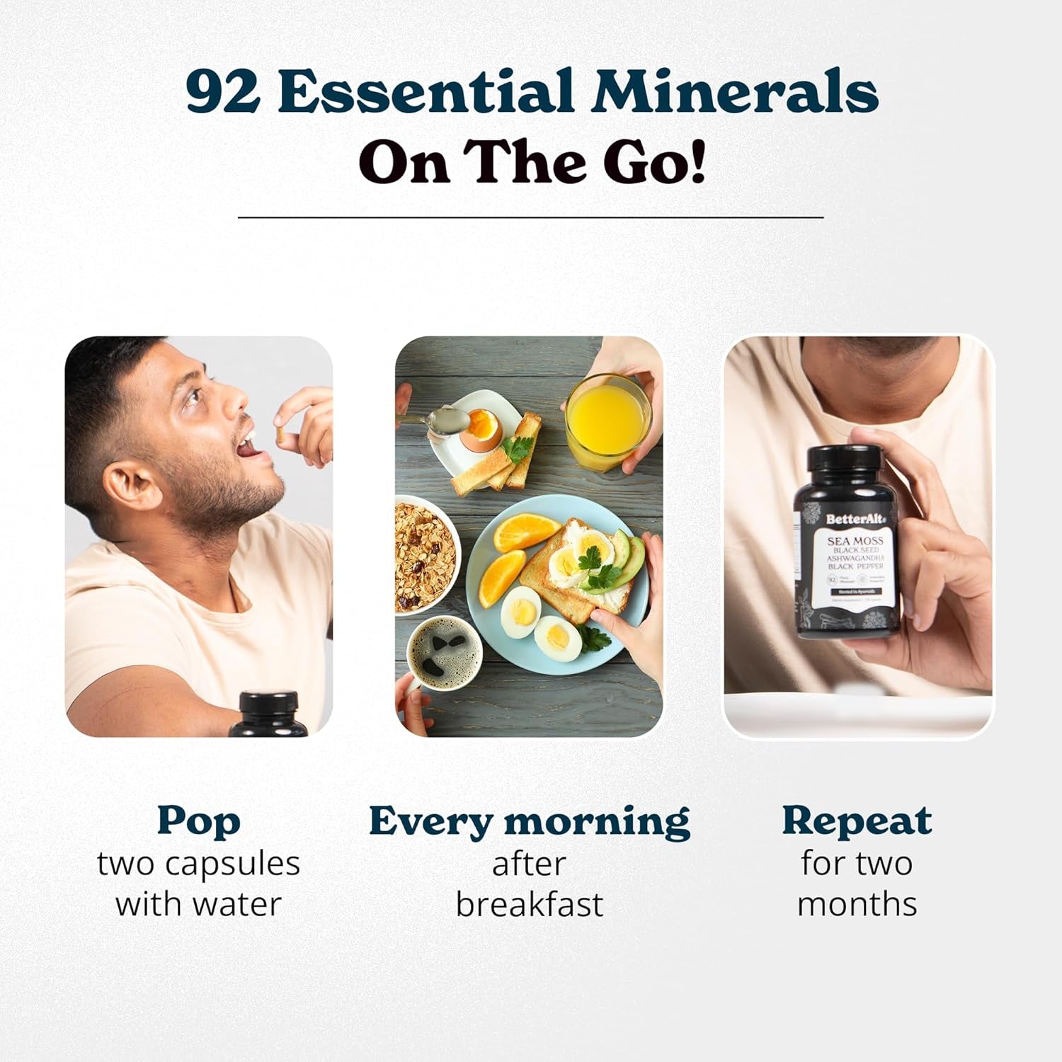 3000Mg Iris Sea Moss, 2000Mg Black Seed Oil, 1000Mg Ashwagandha, 1000Mg Burdrock Root, 1000 Mg Bladderwrack with Black Pepper & Vitamin C | Vitality & Energy Support | All-In-One Supplement | 120 Caps