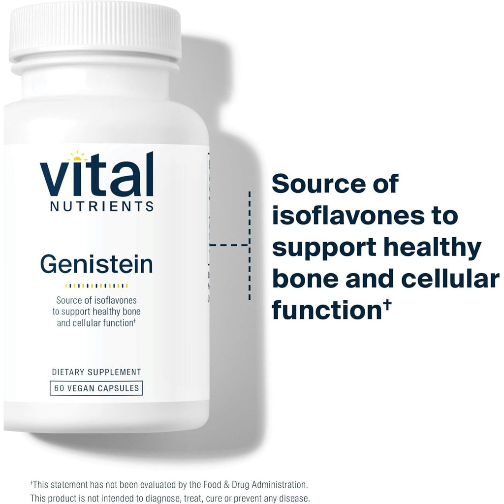 Vital Nutrients Genistein - Easily Absorbed Isoflavones for Bone Health Support* - Vegan Supplement - Gluten and Dairy Free - Non-Gmo - 60 Capsules