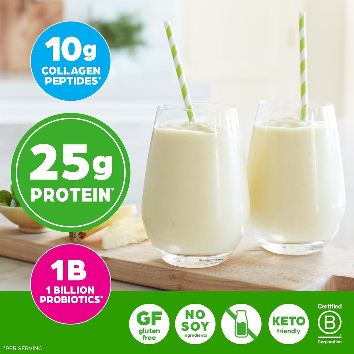 Orgain Protein Powder + Collagen, Vanilla Bean - 25G of Protein, 10G Collagen Peptides, Type I & III, 1B CFU Probiotics, Supports Hair, Skin, Nail, Joint & Gut Health, Gluten Free - 1.6Lb