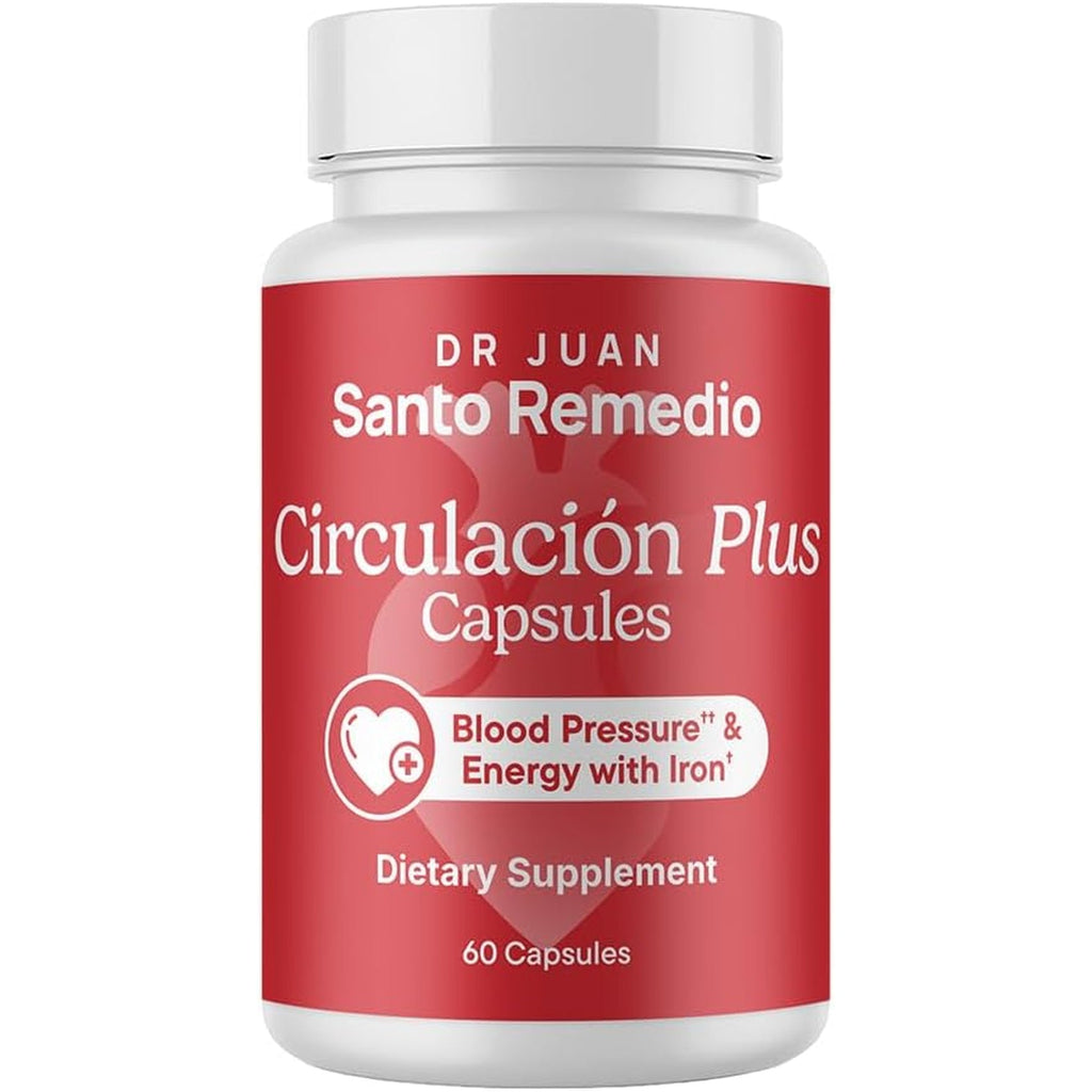 Santo Remedio Circulacion plus Capsules, Iron & Beetroot Extract Supplement for Blood Circulation & Cardiovascular Support, Supports Healthy Blood Pressure & Red Blood Cell Production, 60 Capsules