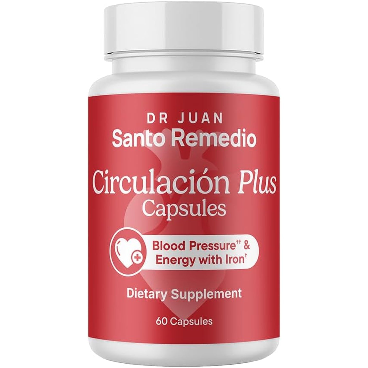 Santo Remedio Circulacion plus Capsules, Iron & Beetroot Extract Supplement for Blood Circulation & Cardiovascular Support, Supports Healthy Blood Pressure & Red Blood Cell Production, 60 Capsules
