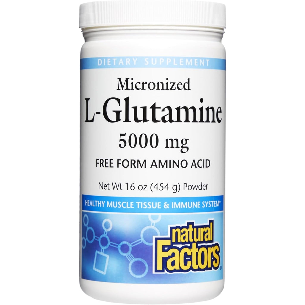 Natural Factors Micronized L-Glutamine 5,000 Mg Powder - Easy Absorption Gut Health Support Supplement - Powder Amino Acid Supplement Supports Muscle Recovery - 16 Oz (90 Servings)