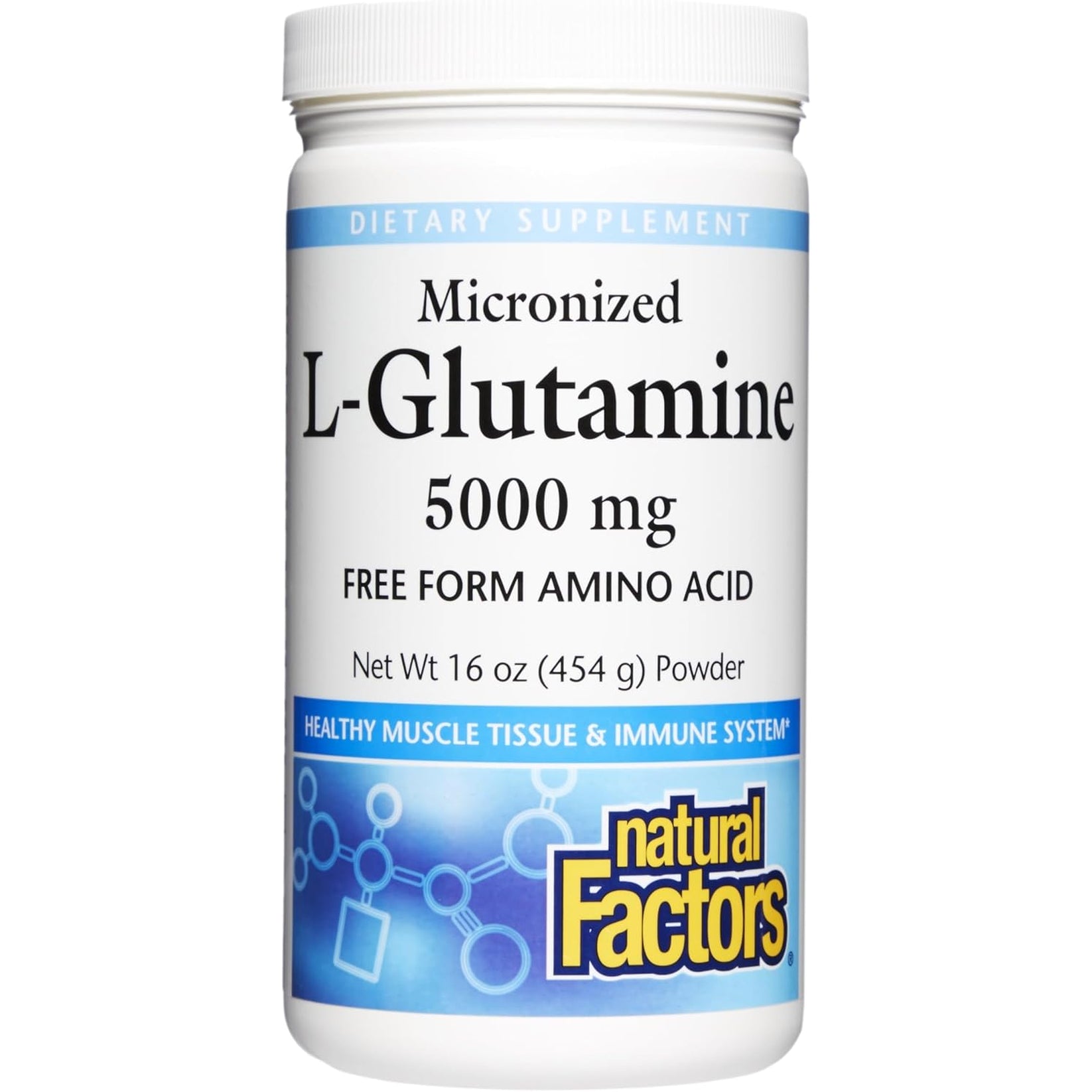 Natural Factors Micronized L-Glutamine 5,000 Mg Powder - Easy Absorption Gut Health Support Supplement - Powder Amino Acid Supplement Supports Muscle Recovery - 16 Oz (90 Servings)