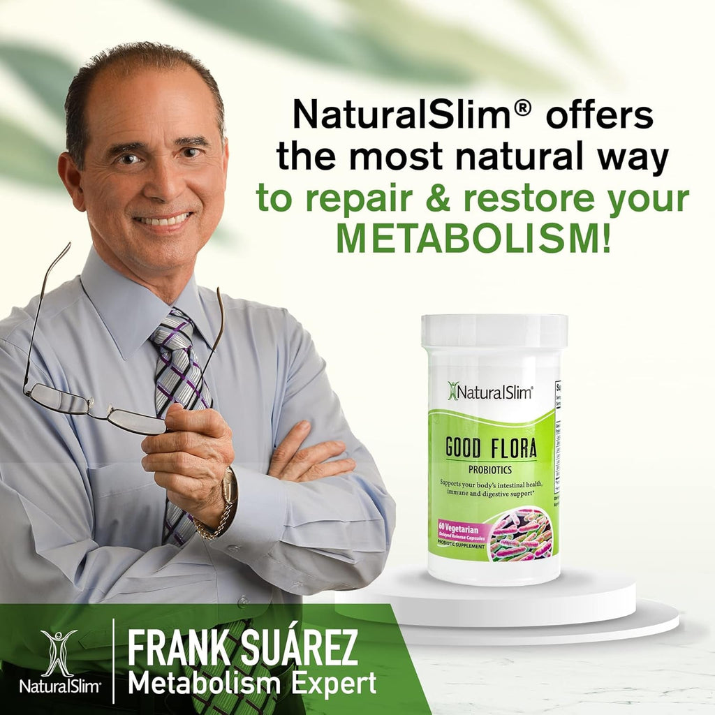 Naturalslim Good Flora, Probiotics for Women & Men - Gut Health Supplements with 7 Powerful Strains for De-Bloating & Vitality - Probiotics for Digestive Health, 60 Vegetarian Capsules, Solo
