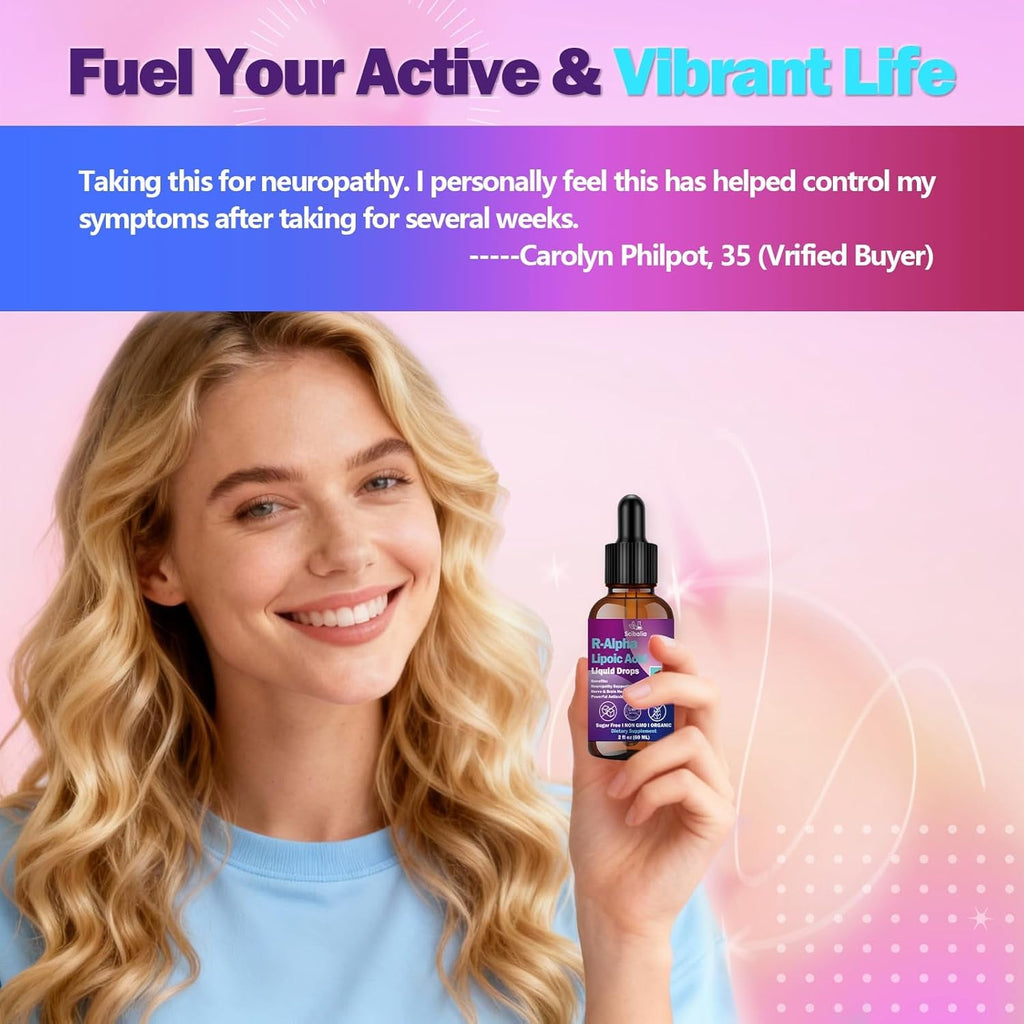 R Alpha Lipoic Acid 600Mg Liquid Drops for Neuropathy, Advanced 11-In-1 Stabilized R-ALA Supplement W. Benfotiamine Acetyl L-Carnitine Vitamin C E for Antioxidant Nerve Brain Energy Health Non GMO