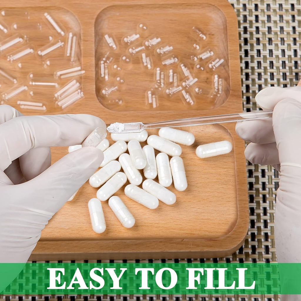 Wananfu Size 2 Empty Capsules Vegetarian (100 Count) Bundle with 2 Micro Lab Spoons, Clear Fillable Veggie Pill Capsules Size 2 for Making Your Own Supplements