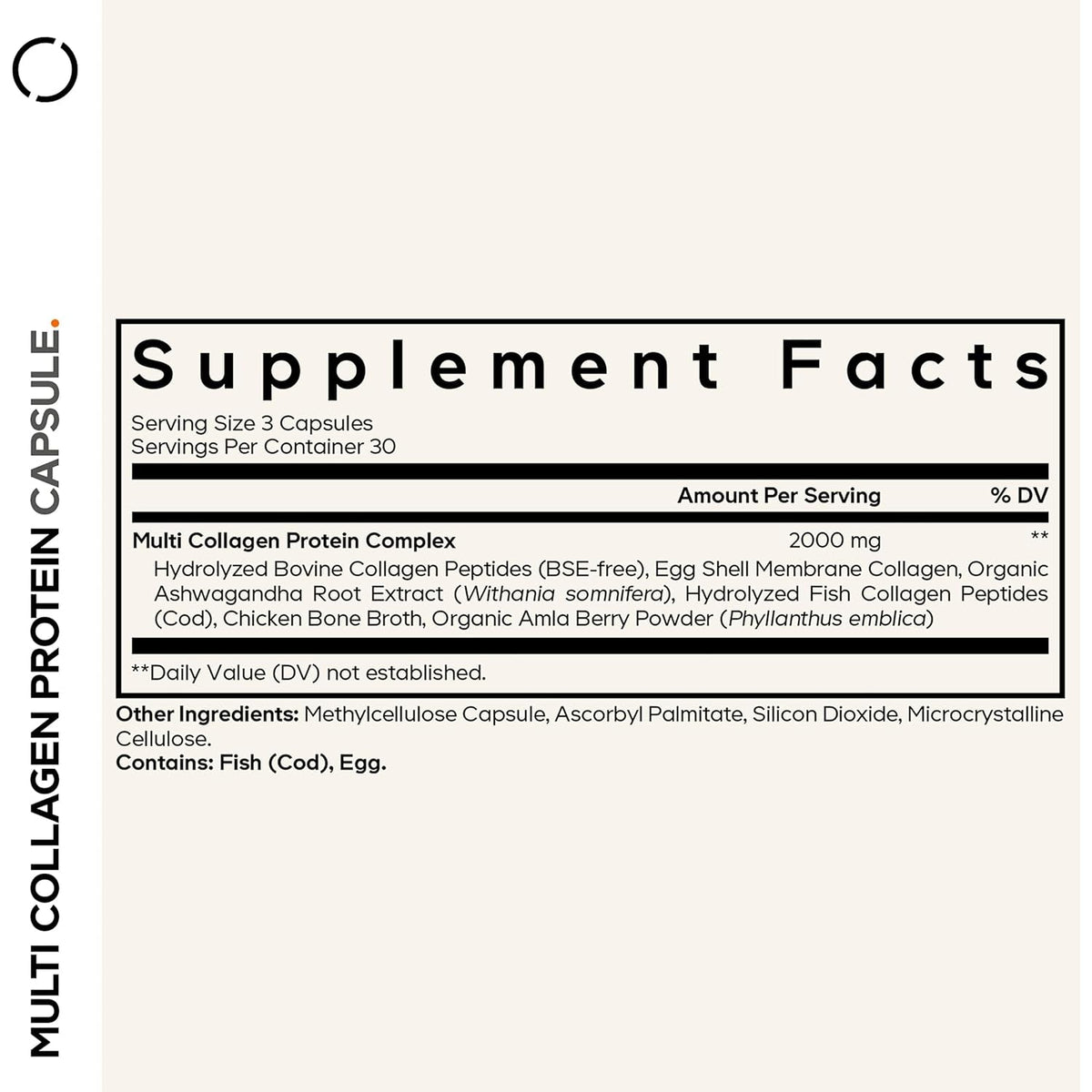 Codeage Multi Collagen Peptides Protein Capsules, 5 Collagen Types, Grass-Fed & Hydrolyzed Bovine Collagen Pills Supplement, Ashwagandha, Amla Berry Vitamins, Collagen Peptides - 90 Capsules