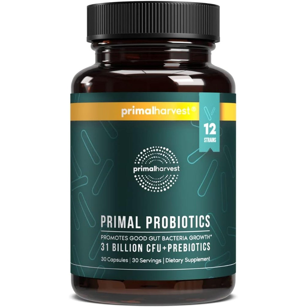 Primal Harvest Probiotics for Women & Men Daily Probiotic Supplement with 12 Strains for Gut & Digestive Health 30 Capsules