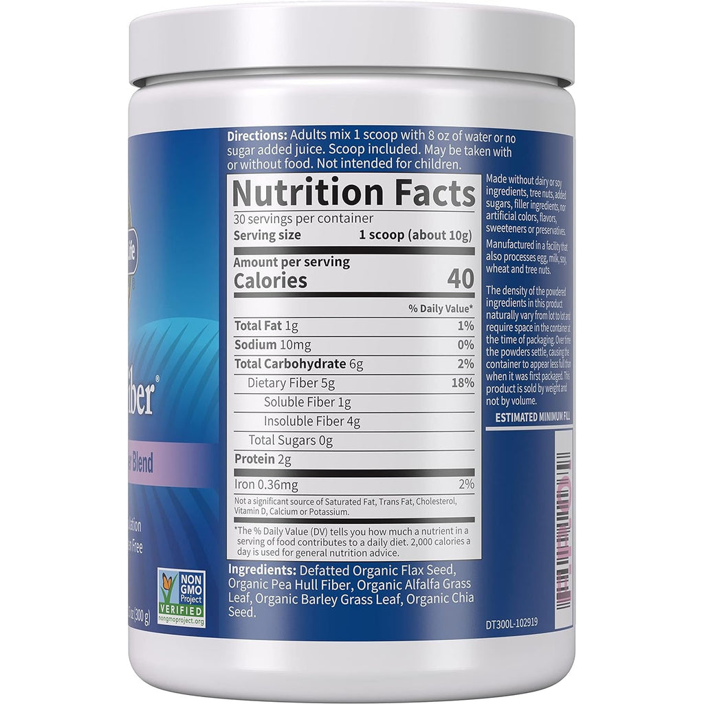 Garden of Life Organic Unflavored Fiber Powder Detox Blend with Chia, Alfalfa & Barley for Herbal Cleanse, Gut Health Support - Detoxifiber - Non-Gmo, Gluten-Free, Psyllium Free, Vegan, 30 Servings
