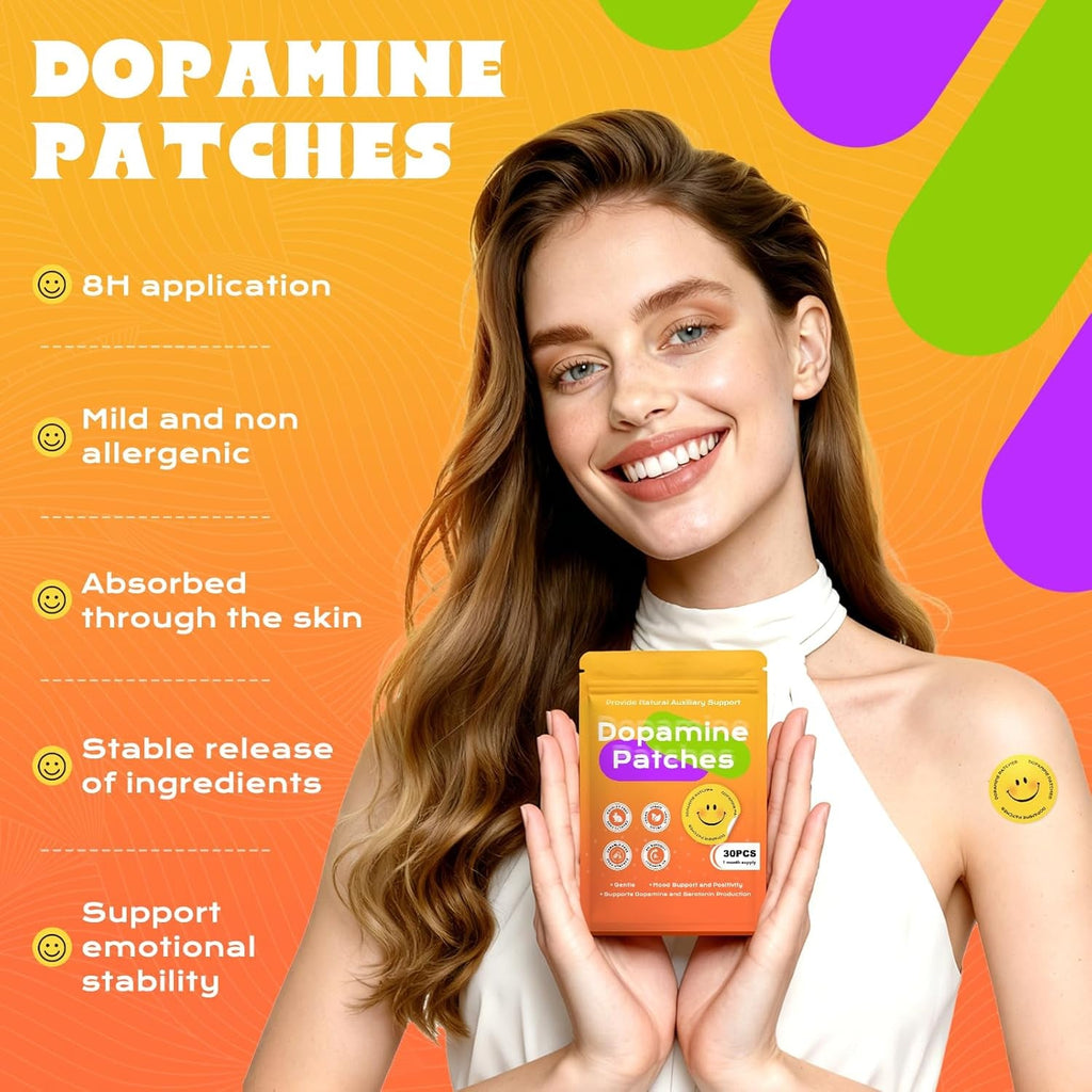 Dopamine Patches Extra Strength, Mood Support Patches for Daily Mood Boost & Positivity Support, Motivation (30 Pcs)