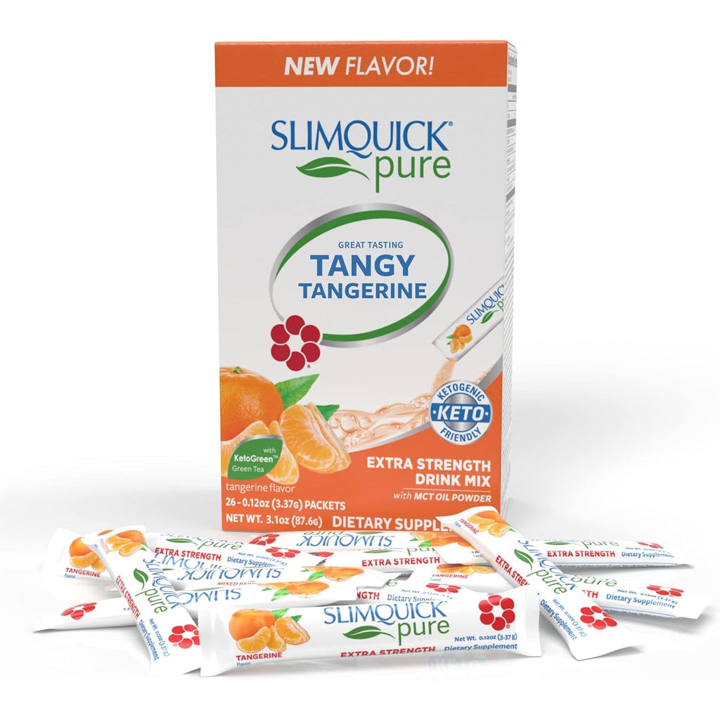 Slimquick Extra Strength Weight Management Drink Mix for Women, Tangerine - Helps Metabolism, Keeps Full for Longer with Green Tea, Caffine, Chaste Tree, Rhodiola Extract - 26 Count