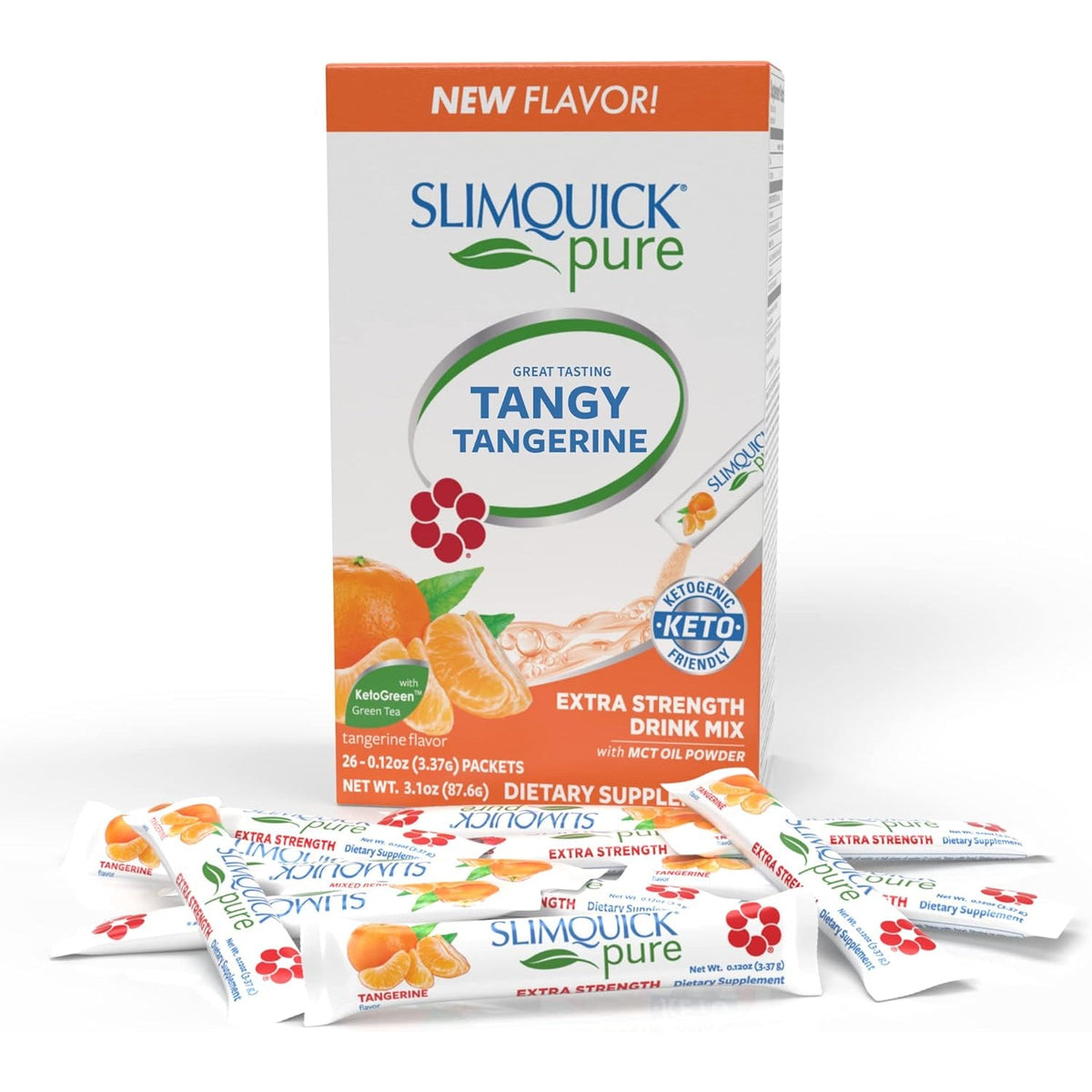 Slimquick Extra Strength Weight Management Drink Mix for Women, Tangerine - Helps Metabolism, Keeps Full for Longer with Green Tea, Caffine, Chaste Tree, Rhodiola Extract - 26 Count