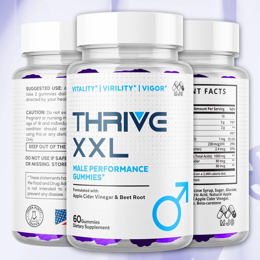 Thrive XXL Gummies, Official Thrivexxl Gummys with All Natural Ingredients, Advanced Thrive XXL Formula for Optimal Health & Total Wellness Support with Premium Active Lifestyle Vitamins (60 Gummies)