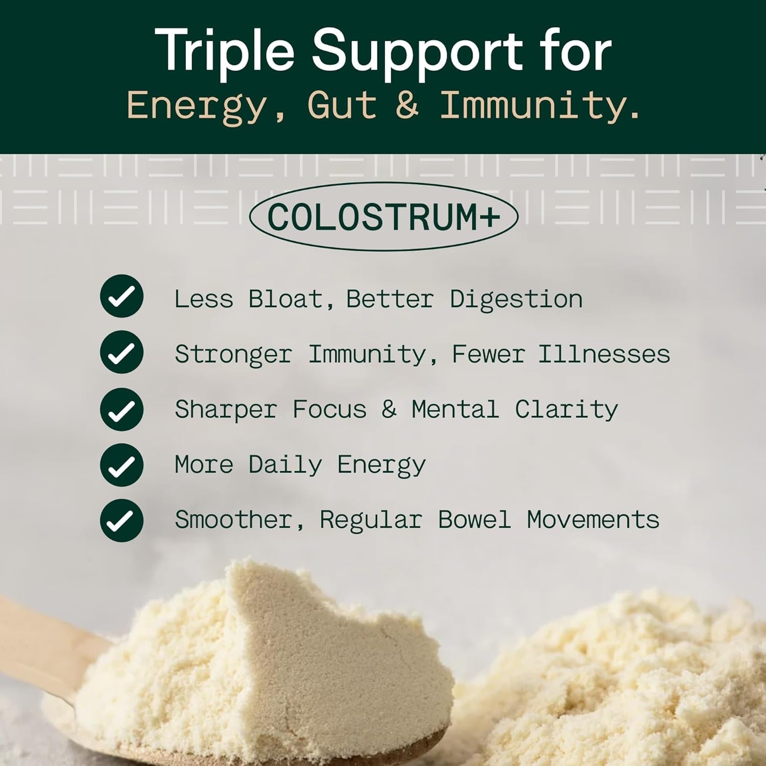 Adapt Naturals Colostrum Supplement with Lactoferrin & Beta-Glucan, Bio-Avail Grass Fed Bovine Colostrum Powder for Gut Health, Immune Support & Vitality | Non-Gmo, 2500Mg, Unflavored - 30 Days Supply