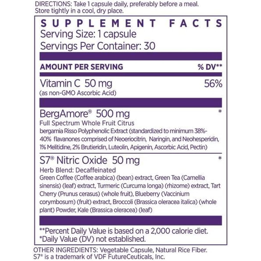 NAOMI Italian Citrus Bergamot 500Mg + Nitric Oxide Support - Supports Healthy Cholesterol, Blood Flow & Circulation Already in Normal Range - Patented Bergamore® & S7® Blend, 30-Day Supply
