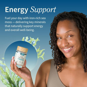 Snap Supplements Irish Sea Moss with Bladderwrack, Burdock Root & Iodine – Natural Sea Moss Supplement to Support Gut Health, Energy & Healthy-Looking Skin, 60 Vegan Capsules (1 Month Supply)
