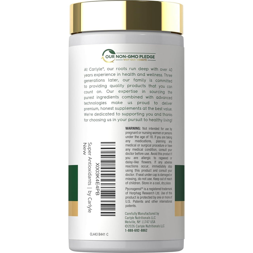 Carlyle Antioxidants Supplement | 100 Caplets | Nutritional Complex | Vitamin A, C, E | Non-Gmo, Gluten Free Formula