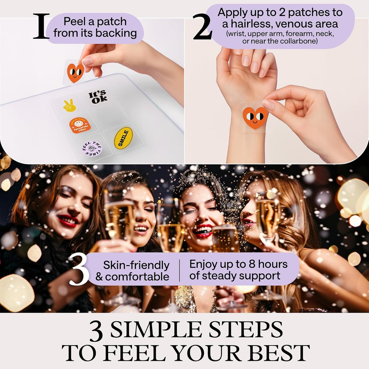Recovery Patches for Women & Men – Clear Mornings after Parties and Nights Out – Contain Vitamins A, C, D, E, & B, Ashwagandha, Boswellia, Glutathione, Milk Thistle Extract – 30 Green Patches