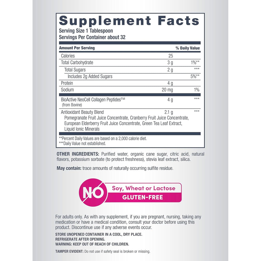 Neocell Advanced Liquid Collagen | 4000 Mg | Pomegranate and Fruit Juice Concentrates | for Women and Men | 16 Fl Oz