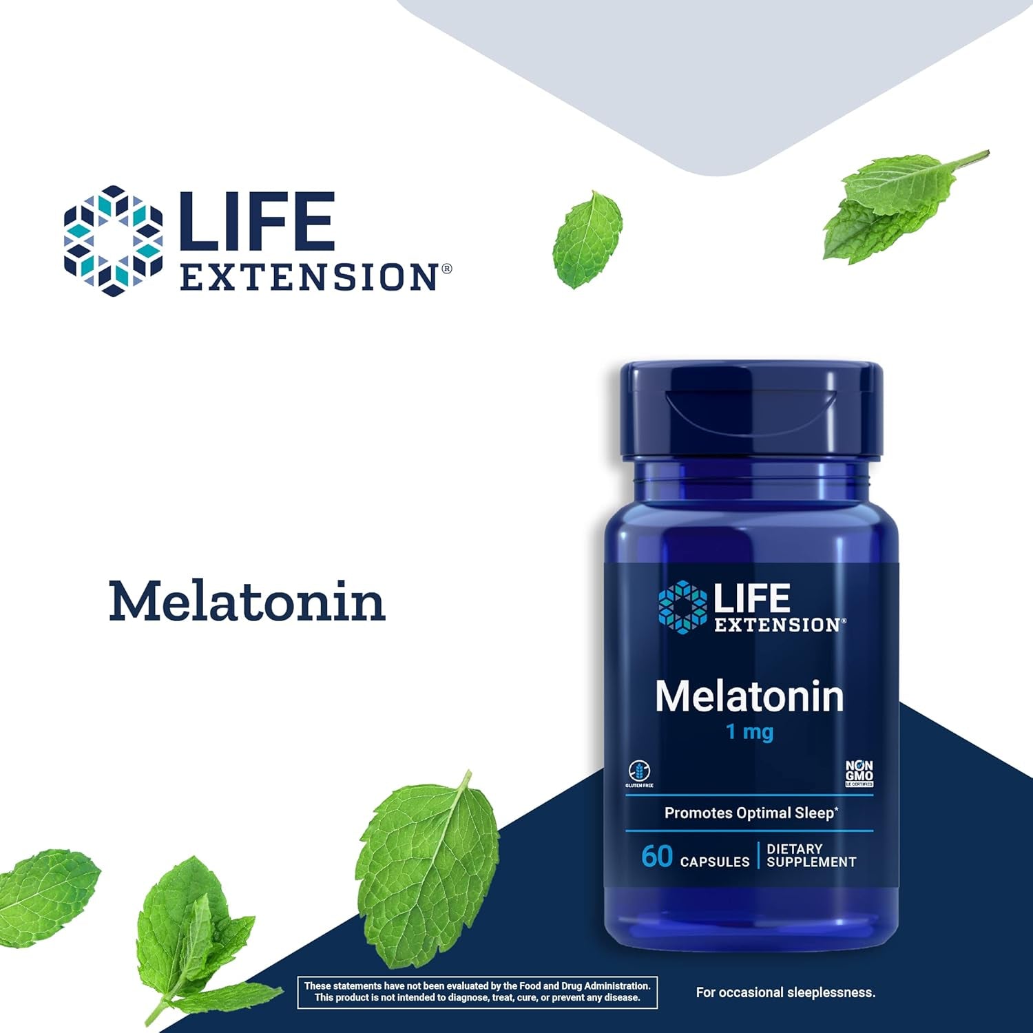 Life Extension Melatonin 1 Mg - for Restful Night, Hormone Balance, and Immune Health - Immediate Release - Gluten-Free, Non-Gmo - 60 Capsules