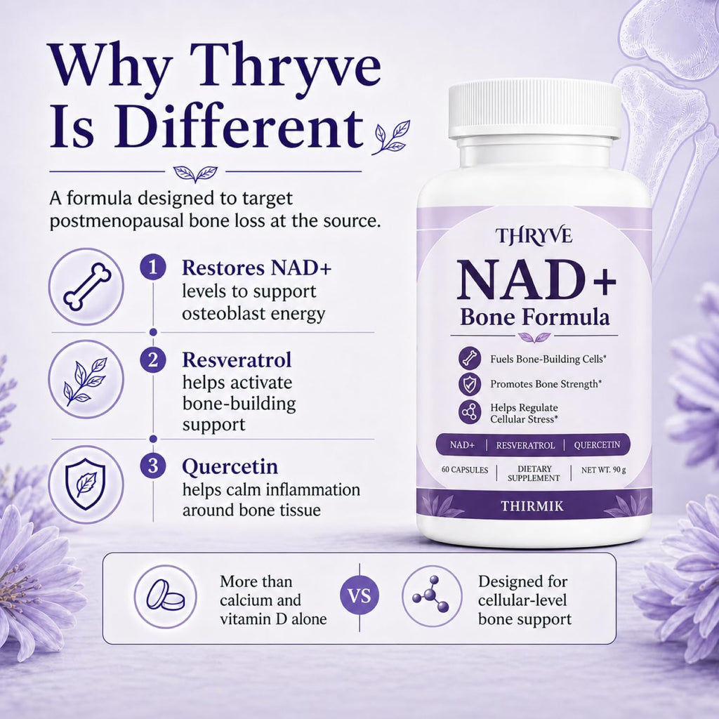 Thirmik Thryve NAD+ Bone Formula, for Women, Vegan, Non-Gmo (60 Capsules)