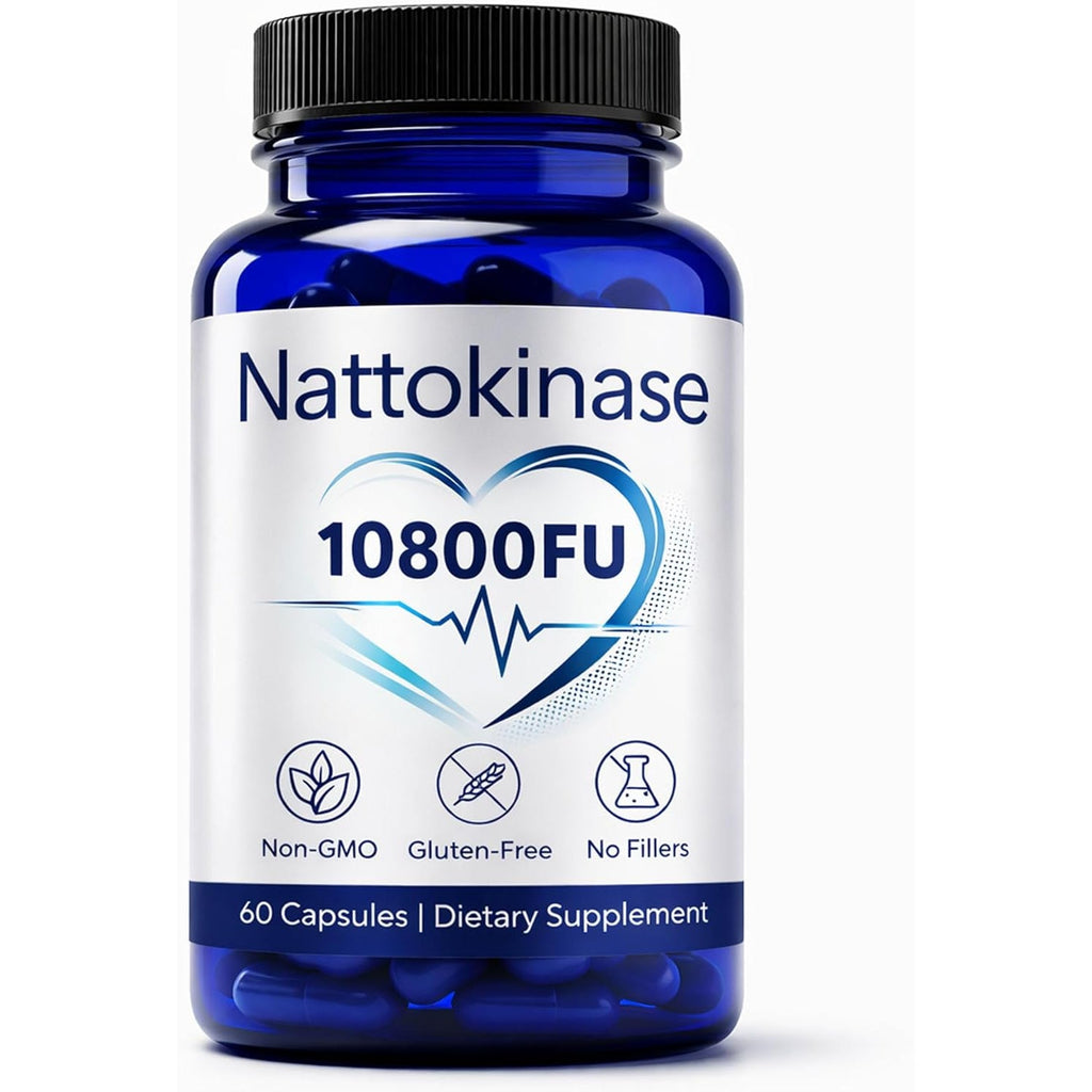 Nattokinase 10800 Fu, Ultimate Nattokinase 10800 Fu, Organic Nattokinase Supplement 10800 Fu, Vegan & Gluten-Free, Daily Health Support, 60 Capsules