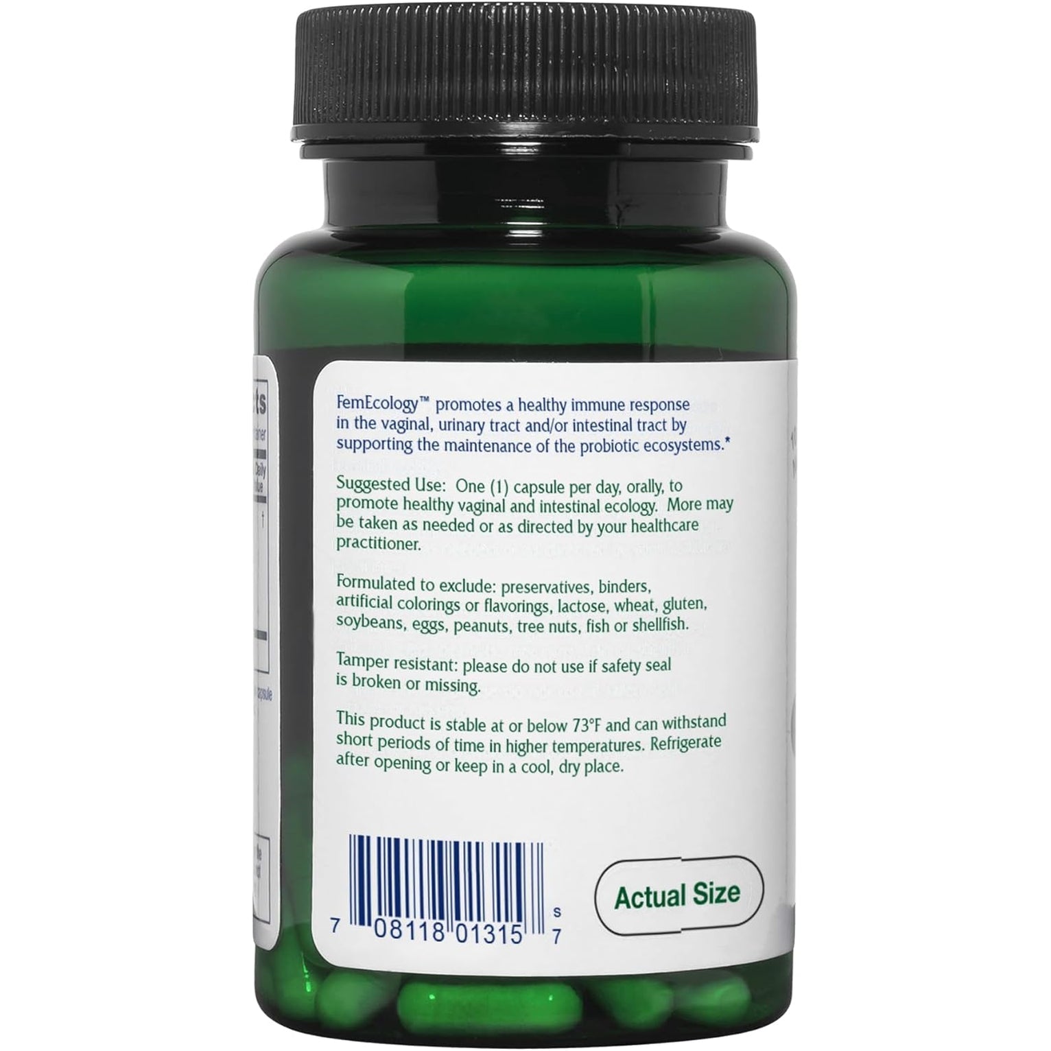 Vitanica Femecology, Vaginal and Intestinal Probiotic Support, Vegetarian, 30 Capsules
