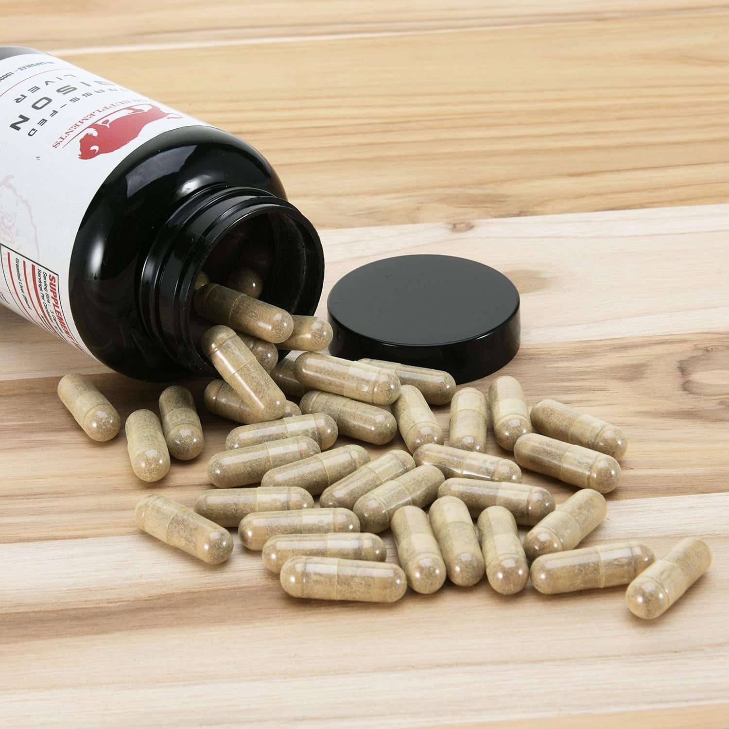 Grass Fed Bison Liver Capsules Supports Energy Production, Detoxification, Digestion, Immunity, Natural Iron Non-Gmo, Freeze Dried Liver Health Supplement, 3000Mg